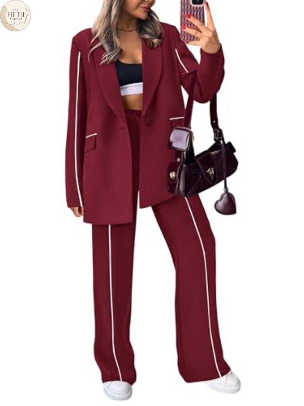 Women's 2 Piece Blazer Suit Set Business Casual Wide Leg Pants